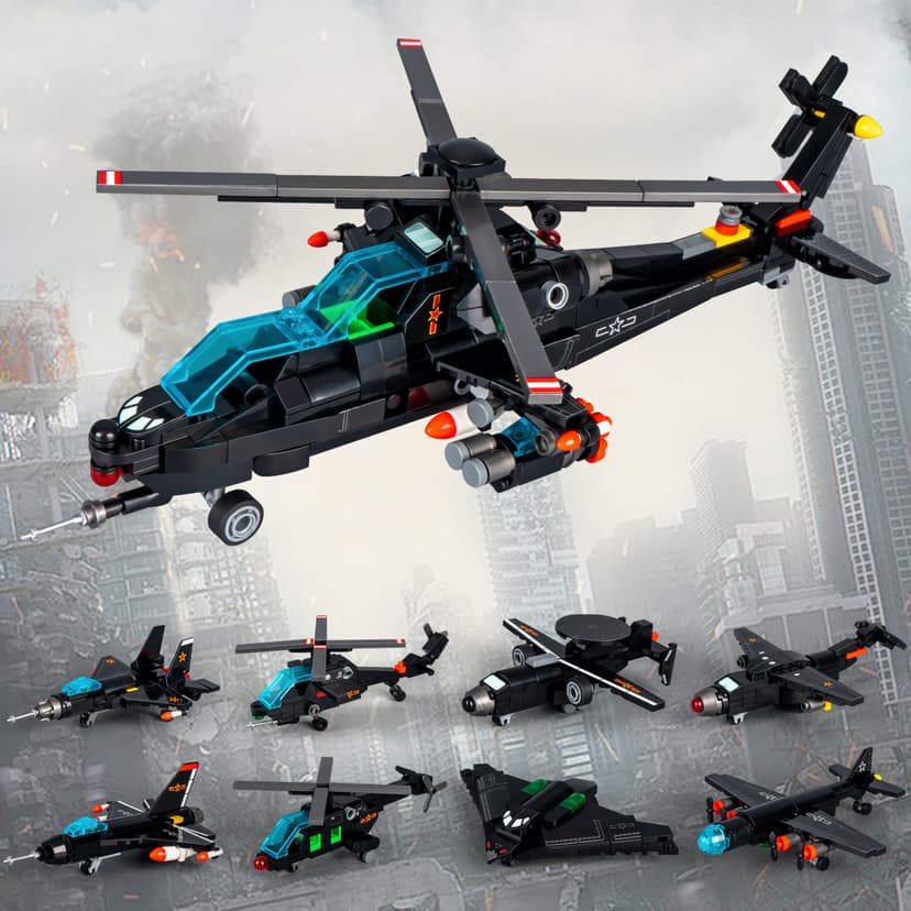 Senbao Building Blocks Iron Blood Heavy Series Armed Helicopter Fighter Boy Assembly Toy Compatible Building Blocks Gift