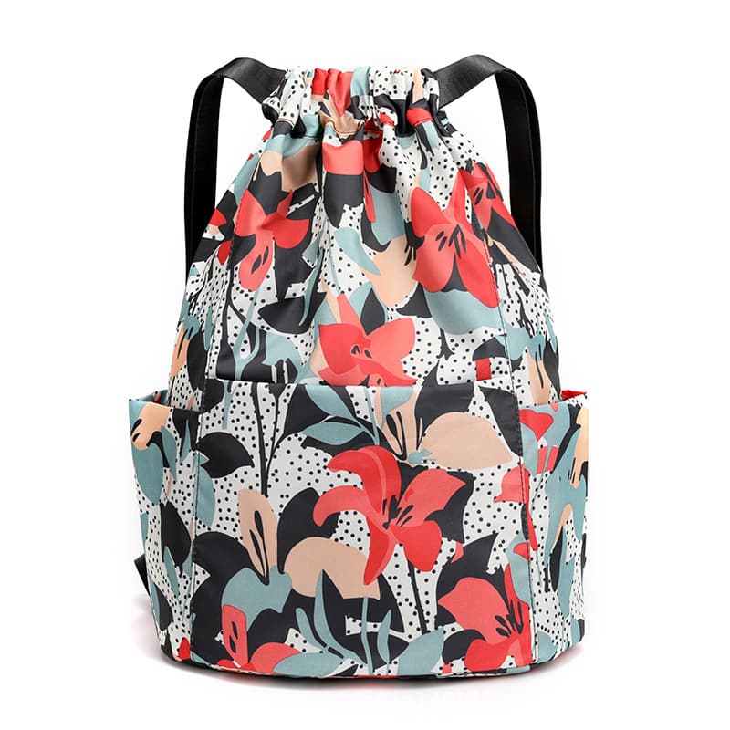 Color All-match Oxford Cloth Drawstring Pocket Backpack Women's Lightweight Nylon Sports Travel Large Capacity Mummy Bag