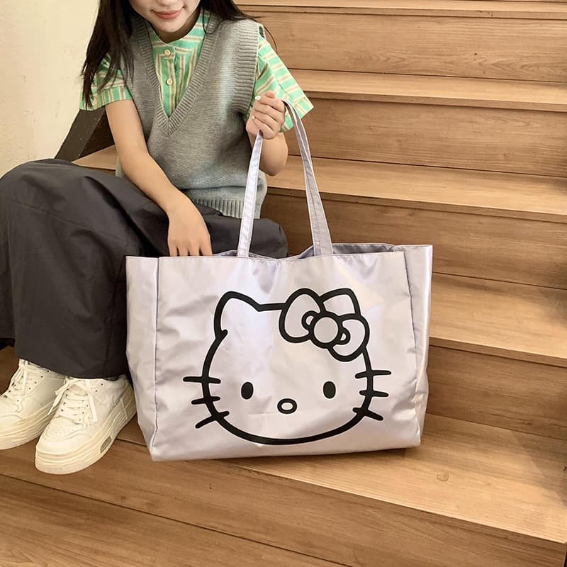 New Women's Bag Niche silver Laser Large Capacity Tote Bag Cartoon Cute College Student Class Commuter Shoulder Bag