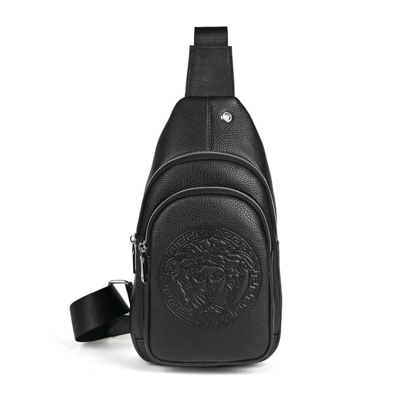 New fashion men's first layer cowhide chest bag multi-layer men's bag a generation of men's practical bag chest bag