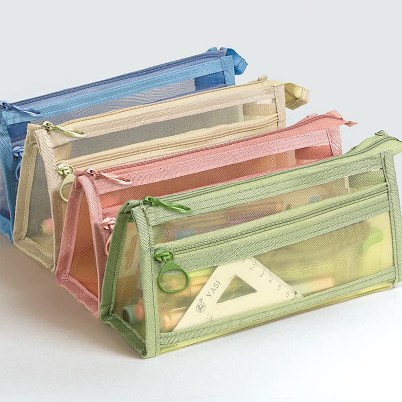 New Mesh Pencil Case for Men and Women, Primary School Students, Transparent Large-Capacity Pencil Case, Special High-End Stationery for Kidsren and Girls
