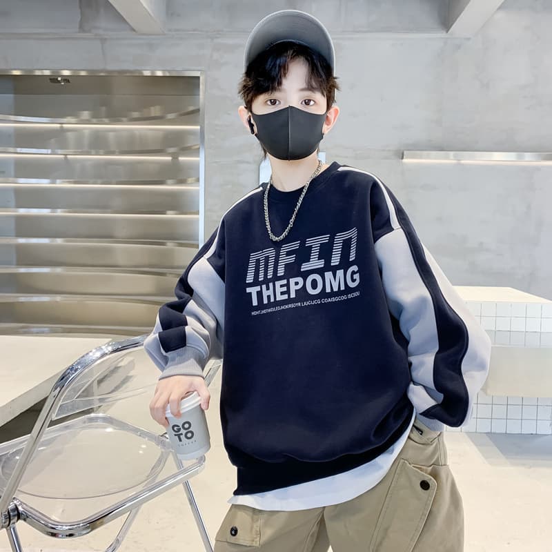 Boys' Spring Sweater Spring and Autumn 2024 New Arrival Zhongda Children's Boys Sports Styish Pullover Fried Street Fashion Clothes