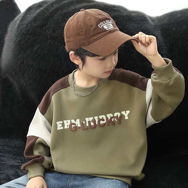 Children's Clothing Boy's Autumn Sweatshirt Spring and Autumn 2024 New Style Big Boy's Handsome Fried Street Top Autumn Fashion