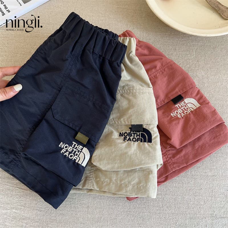 Lime Children's Pants 2025 Summer Boys and Girls Embroidered Tooling Shorts Baby Japanese-style Trendy Alphabet Pants