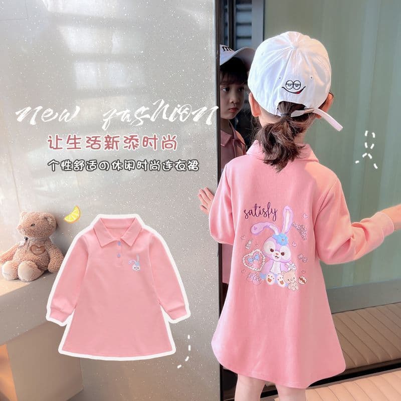 Girls' Sweatshirt Dress Spring 2026 New Thin Style Internet Celebrity Baby Girl Dress Children's Spring Long-Sleeve Dress