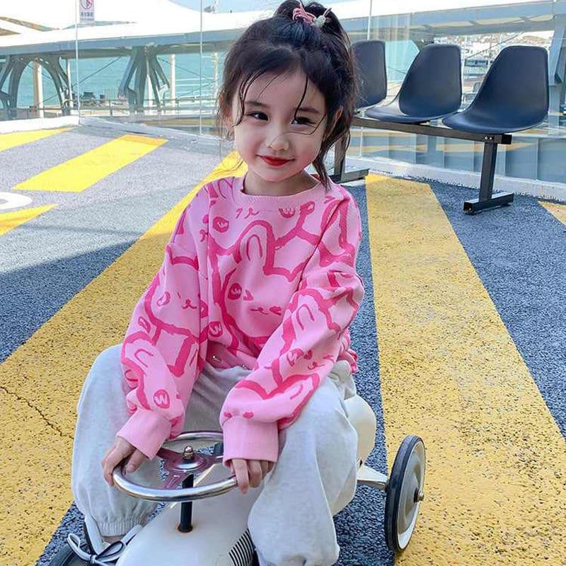 Girls' Sweatshirt Spring and Autumn Pink Children's Clothing 2026 New Style Baby Spring Outfit Stylish Fashionable Long-Sleeve Top