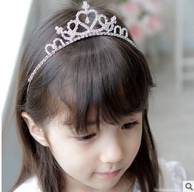 South Korea sweet princess rhinestone crown headband Girls performance show exquisite hair accessories wedding flower girl accessories