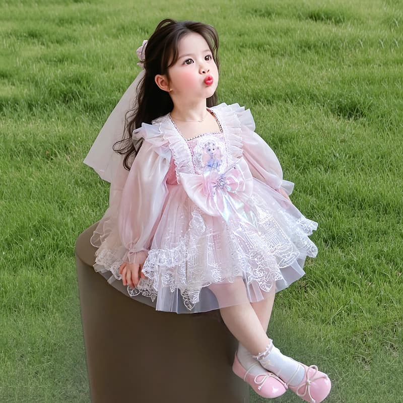 Foreign Trade Custom-Made Girls' Dresses, Autumn 2026 Style, Fashionable Princess Dresses, Children's Lolita Birthday Dresses