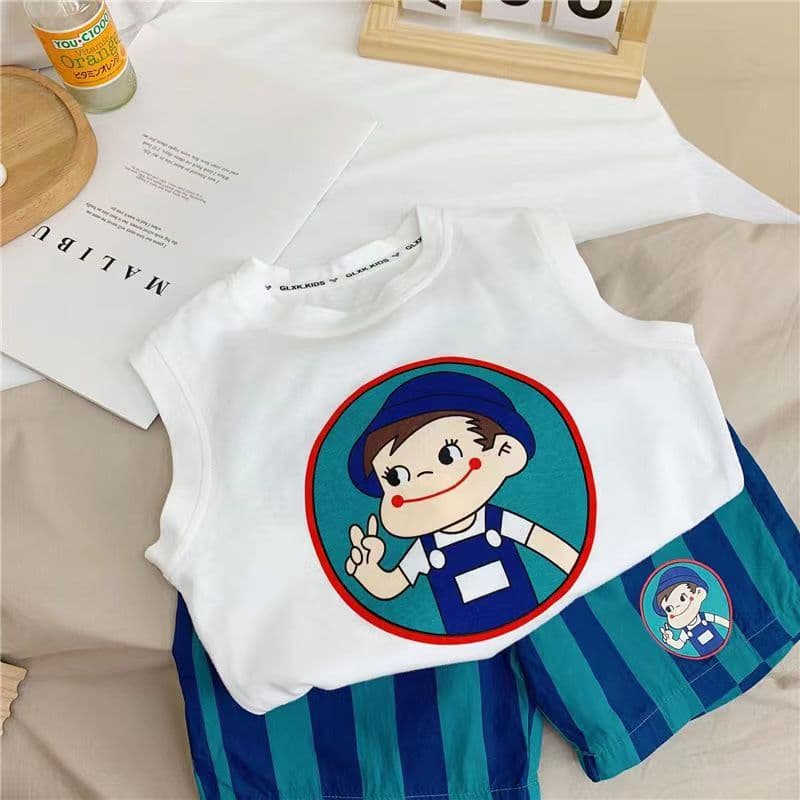 Boys Summer Suit 2025 New Kidsren's Clothing Baby Summer Kidsren's Summer Vest Thin Handsome Sleeveless Clothes