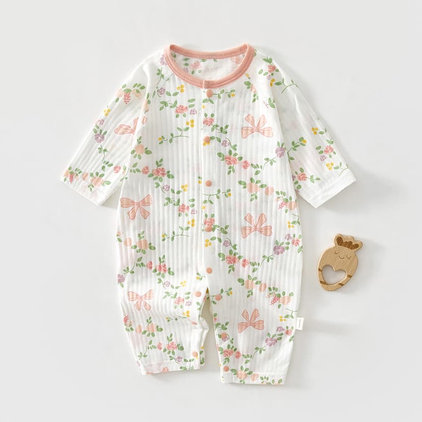 Summer Newborn Jumpsuit Baby Pure Cotton Thin Boneless Clothes Long-Sleeved Summer Baby Air-Conditioned Clothes