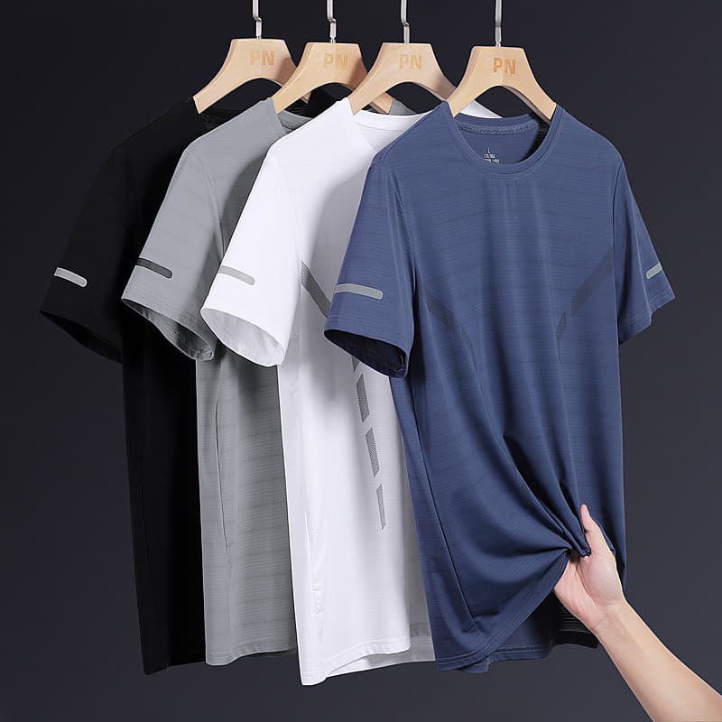 Men's Short-Sleeved T-Shirt Summer Ice Silk Draped Three-Quarter Sleeve Top Design Niche Trendy Brand Loose Casual T-Shirt