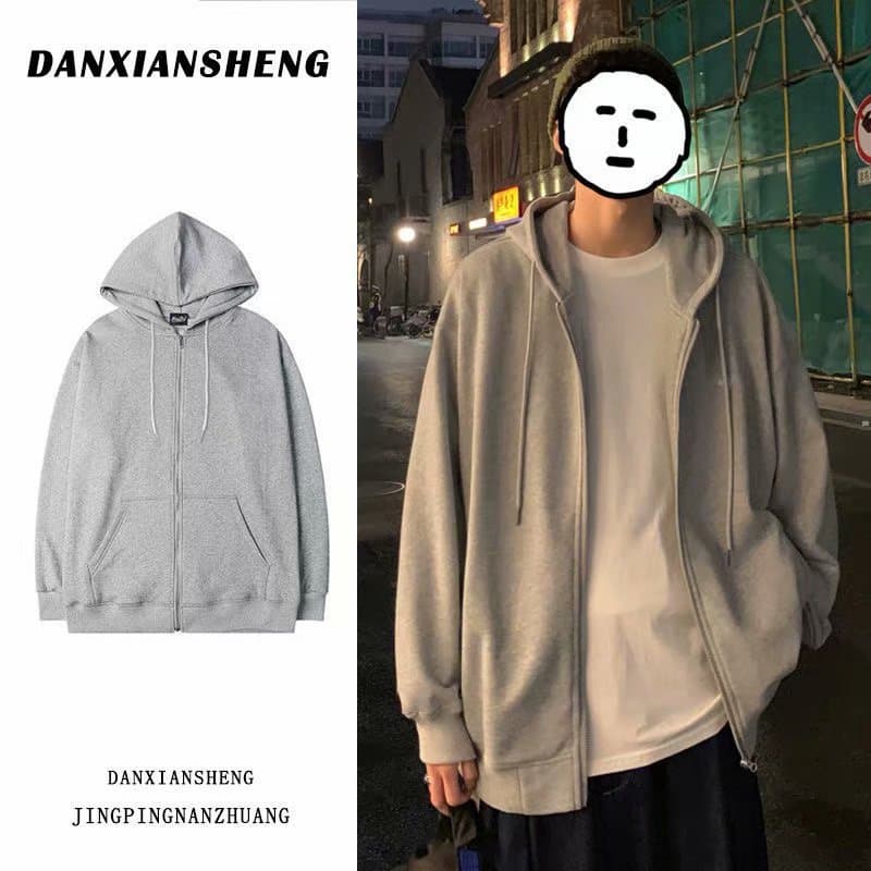 Autumn and Winter Casual Versatile Men's Fashion Slim-Fit Cardigan Sweatshirt with Fleece for Young and Middle-Aged Men