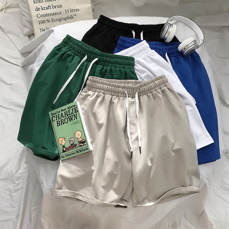 Shorts Men's Trendy Brand Ins Solid Color Casual Loose Summer Home Large Pants Sleeping Pajama Pants Sports Pants