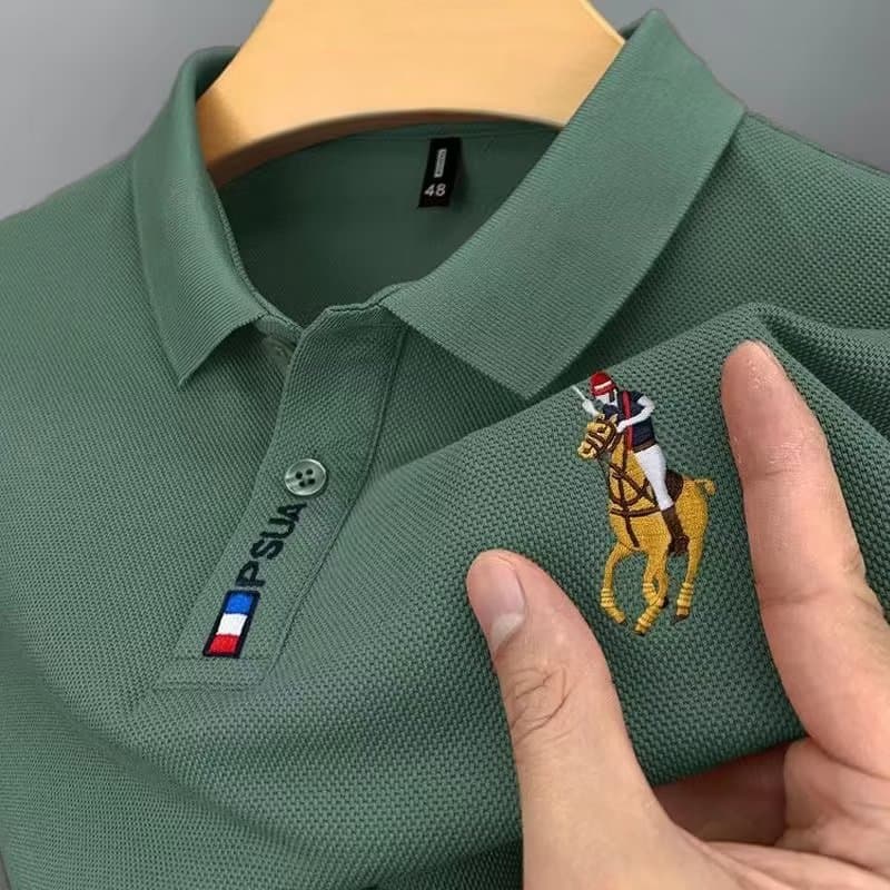 Paul lapel short sleeve T-shirt summer new men's polo shirt top fashion loose embroidery business T-shirt men