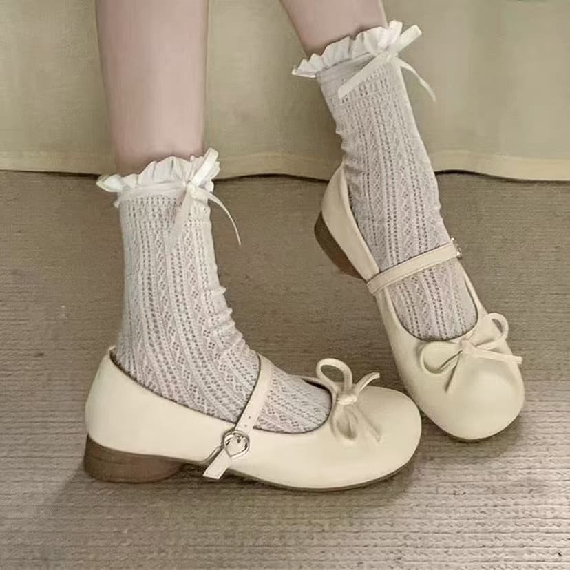 Lolita Shoes 2025 Autum New Flats Women's Bow Round Toe Retro Versatile Mary Jane Small Leather Shoes