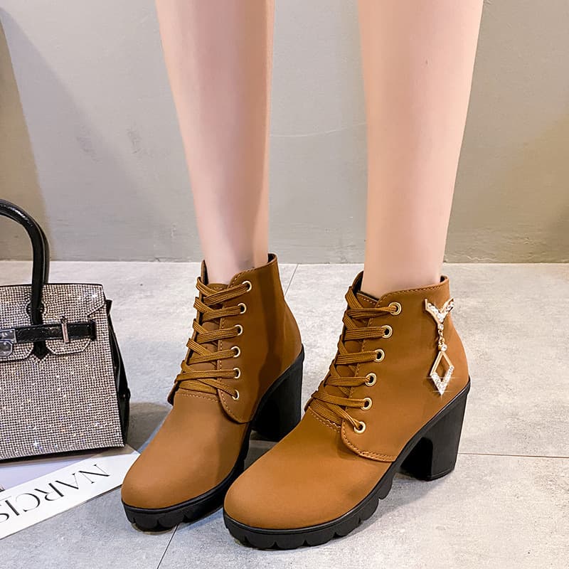 New personalized all-match high heel ankle boots spring and autumn ankle boots Martin boots for women British style boots for women