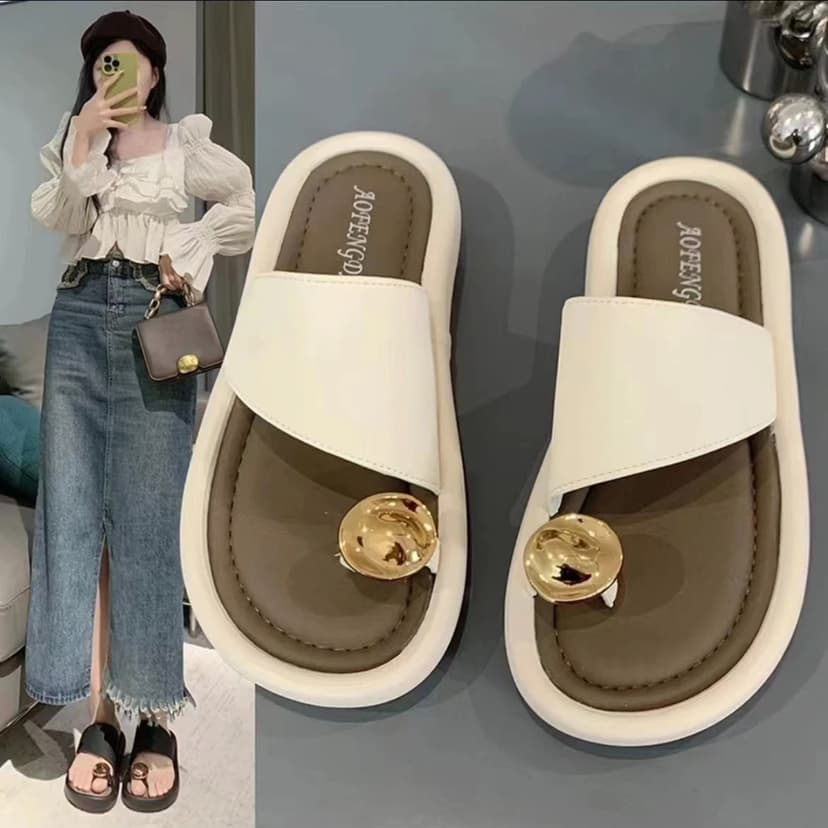 Flip-Flops Women's Summer Fashion Outer Wear 2025 New Versatile Casual Flats Beach Flip-Flops High-Bottom Sandals