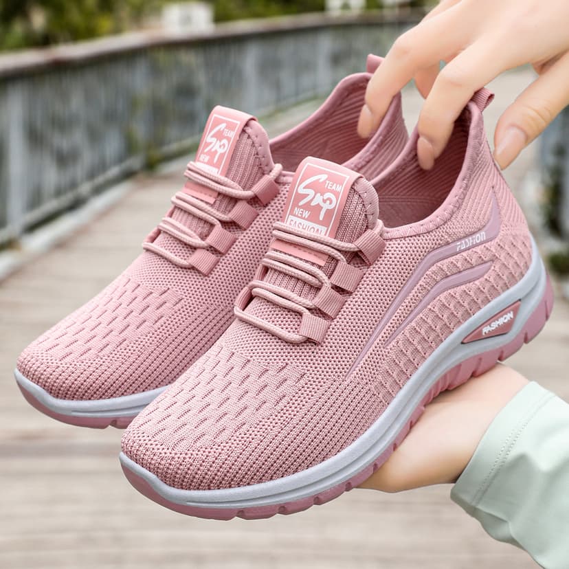 Sports Shoes for Women, Spring Breathable Casual Shoes, Cross-Border Fly-Knit Lace-Up Women's Shoes, Soft Soles That Do Not Tire Your Feet, Running Shoes