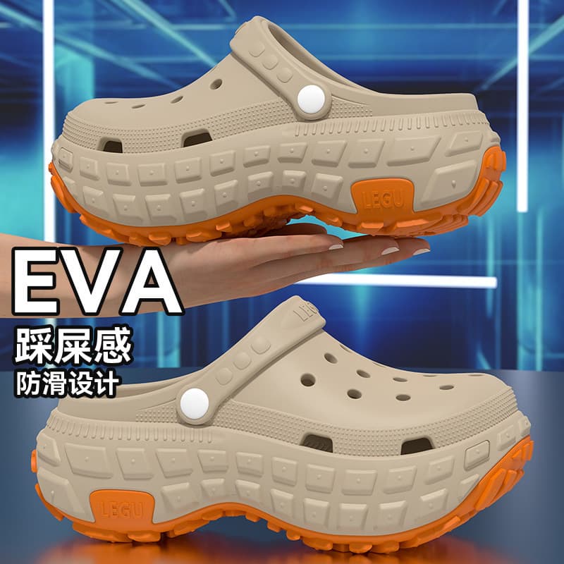 Non-Slip Curved Sole Jelly Breathable Hole Array 2025 Men's Thick-Soled Clogs for Outdoor Wear, Hiking, and Operating Room Sandals