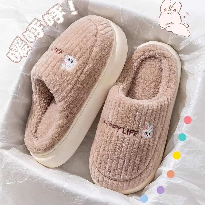 2025 Cotton Slippers with Color Bottom, Stain-Resistant, Soft and Wear-Resistant, Winter Indoor Home Comfort, Warm and Non-Slip Cotton Slippers