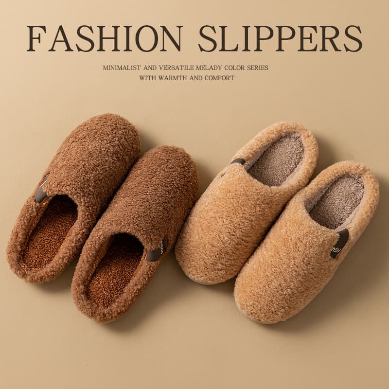 Thick-Soled Cotton Slippers for Women 2025 New Winter Indoor Home Warm Fleece-Lined Anti-Slip Household Wool Slippers for Men