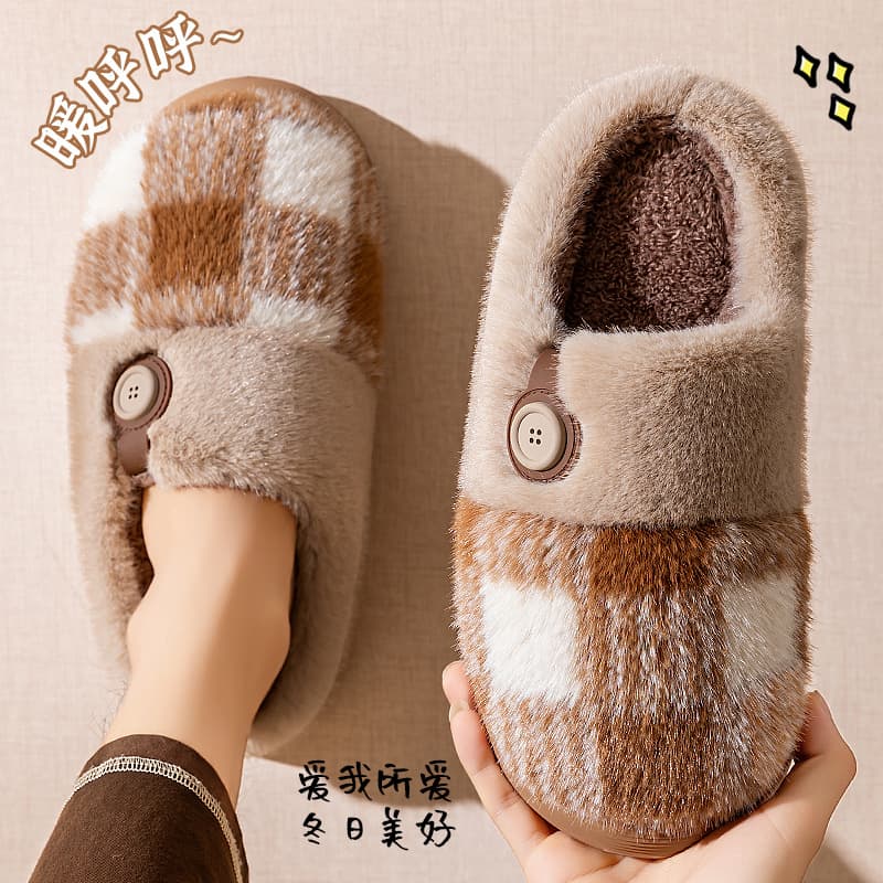 Men's Furry Cotton Slippers for Autumn and Winter 2025 New Indoor Home Non-Slip Soft Plush Warm Cotton Shoes for Men