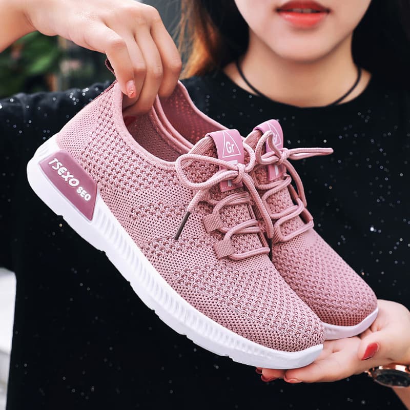 Women's Shoes Sneakers Cross-Border New Casual Shoes Fashion Trendy Running Shoes Lightweight Export Fly-Knit Sports Shoes for Women