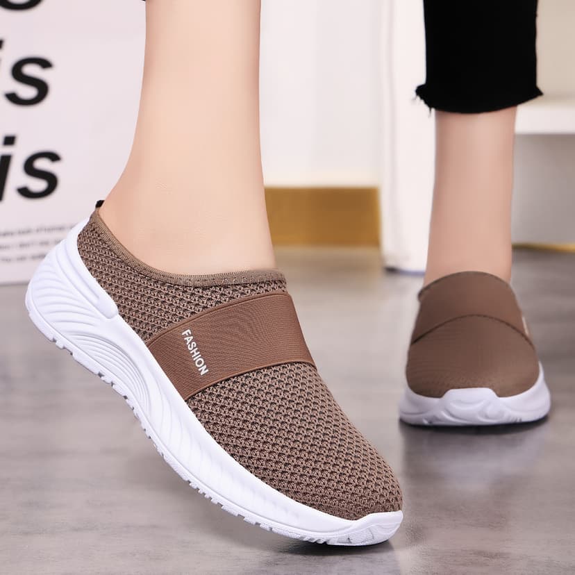Shoes Women's Summer Casual Shoes Breathable and Not Stuffy Feet Mesh Shoes Slip-on Half Slippers Soft Sole Not Tired Lazy Shoes