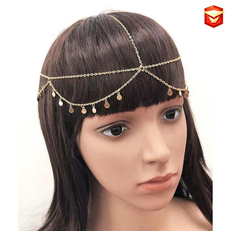 European and American Cross-Border Jewelry Fashion Disc Tassel Exotic Elegant Headwear Chain Bohemian Multi-Layer Hair Accessories Chain