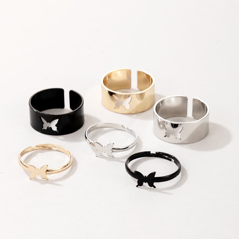 European and American style butterfly ring love star moon suit creative hollow personality punk couple ring ring