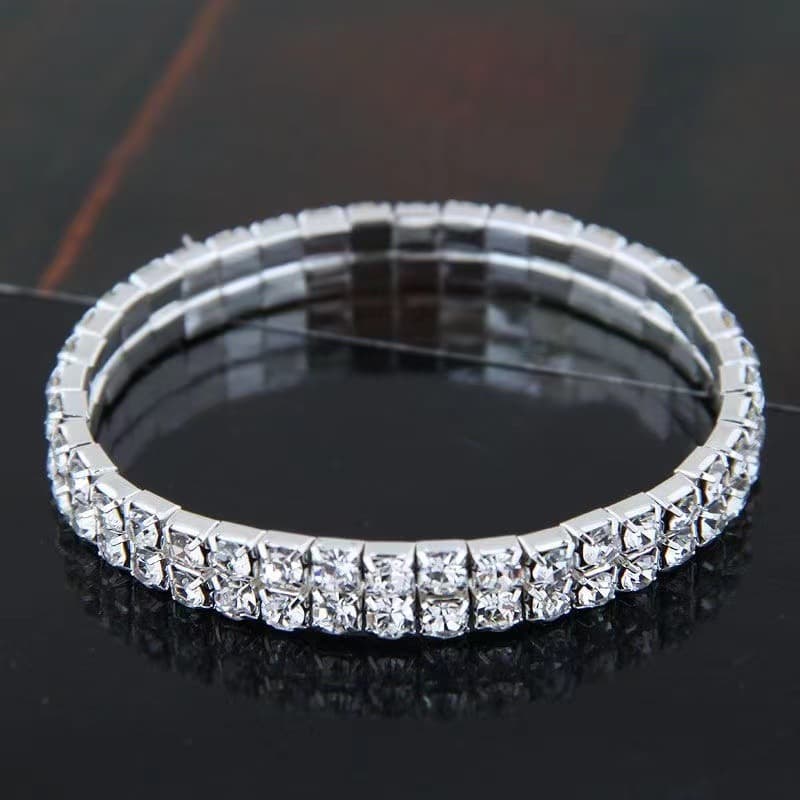 Cross-Border New Style Full Diamond Elastic Bracelet for Women, Fashionable and Simple Bracelet with Multiple Rows of Rhinestones, Jewelry Wholesale