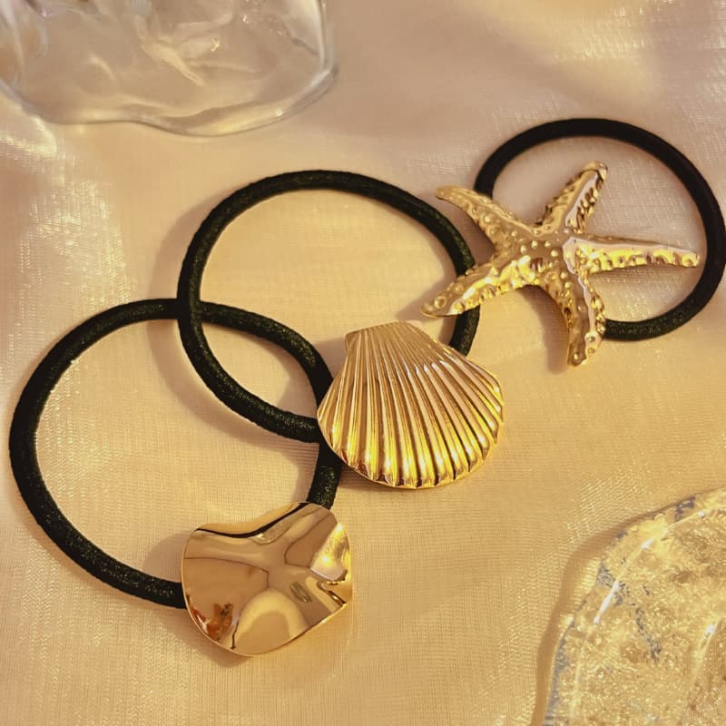 Europe and the United States cross-border stainless steel starfish hair ring shell rubber band simple high-end metal hair ring headdress rope wholesale
