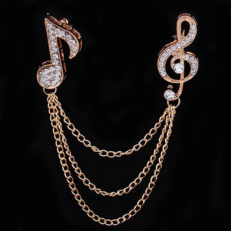 European and American fashion personality diamond note brooch cross-border new exquisite music symbol suit accessories wholesale