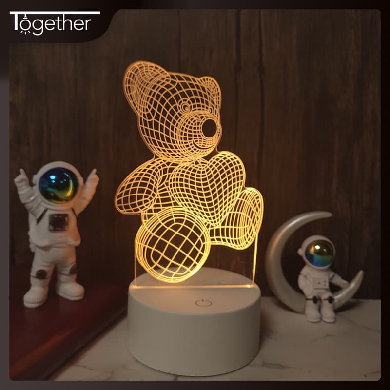 Creative 3D Night Light Battery Touch Led Bedroom Bedside Table Lamp Company Event Gift Engraving Lamp Customization