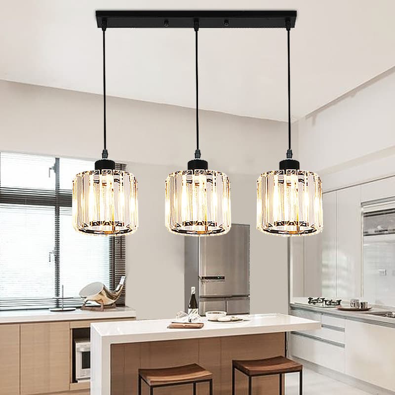 Nordic Restaurant Chandelier Dining Room Dining Table Lamp Study Bar Three-head Simple Modern Light Luxury Creative Crystal Hanging Lamps