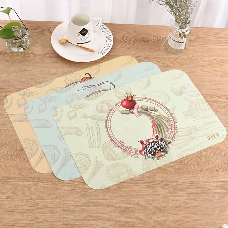 Wow, Nordic-Style Simple Rectangular Cartoon Placemat, Food Mat, Waterproof, Oil-Proof, Heat-Insulating Coaster, Dining Table Mat