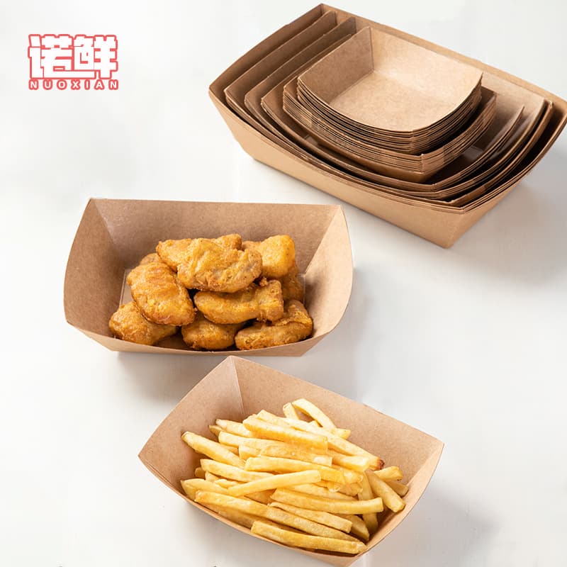 Kraft Paper Open Box Boat Box Disposable Chicken Flower Box Chips Box Grilled Wings Fried Chicken Nugget Box Long Snowflake Crisp