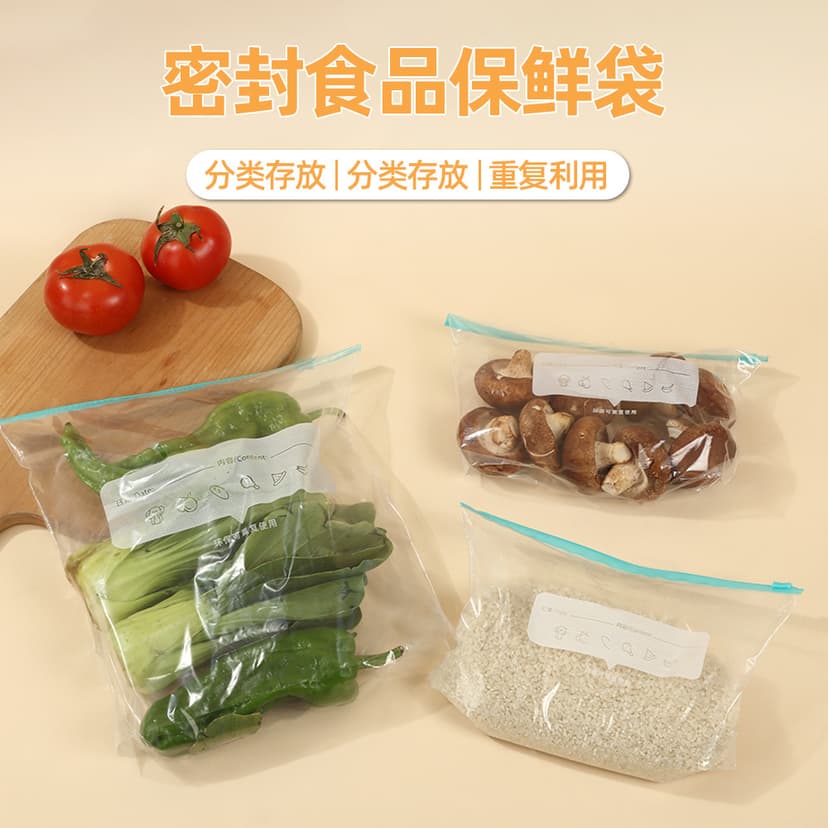 Pe Thickeneded Sealed Food Preservation Bag Household Moisture-Proof Refrigerator Freezer Packaging Bag Vegetable and Fruit Preservation Zipper Bag