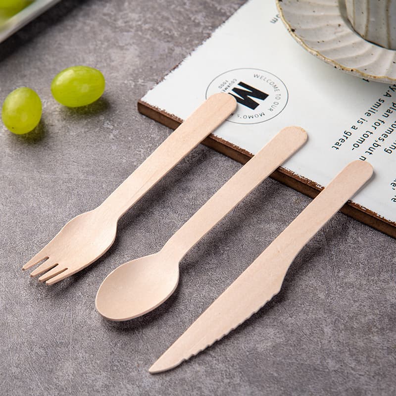 Disposable Degradable Wooden Knife and Fork Spoon Wooden Spoon Fork Knife Tableware Western Dessert Fruit Fork Bamboo