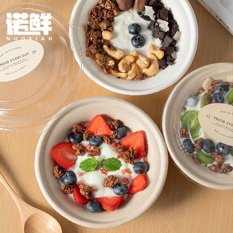 Disposable Pulp Greek Cold Extract Yogurt Bowl Taro Mud Ice Powder Bowl Food Grade Mianbing Dessert Stall Package Box