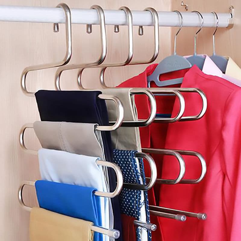 Trouser Shelf Multi-layer Multi-functional S-shaped Trouser Clip Hanger Wardrobe Household Towel Non-slip Storage Finishing Air-drying Artifact