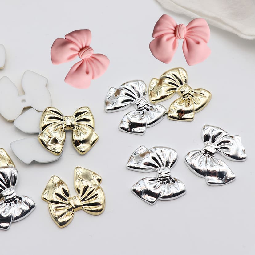 Electroplated Gold Silver Bow DIY Acrylic Mobile Phone Case Accessories Wash Cup Decoration Headwear Hairpin Jewelry