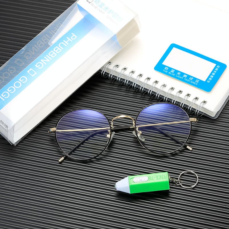 Anti-blue light transparent glasses box PVC packaging box plastic box with test lamp anti-blue light card carton generation