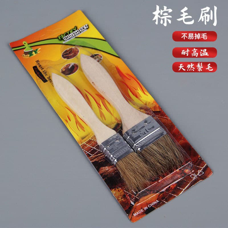 Factory wholesale barbecue brush oil brush bristle brush with packaging wooden handle brush seasoning brush barbecue tools